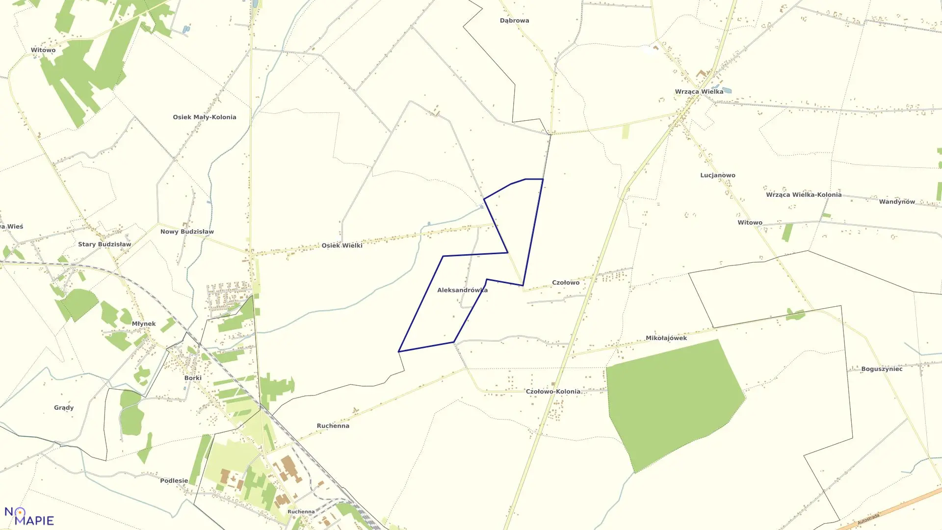 Mapa obrębu ALEKSANDRÓWKA w gminie Koło