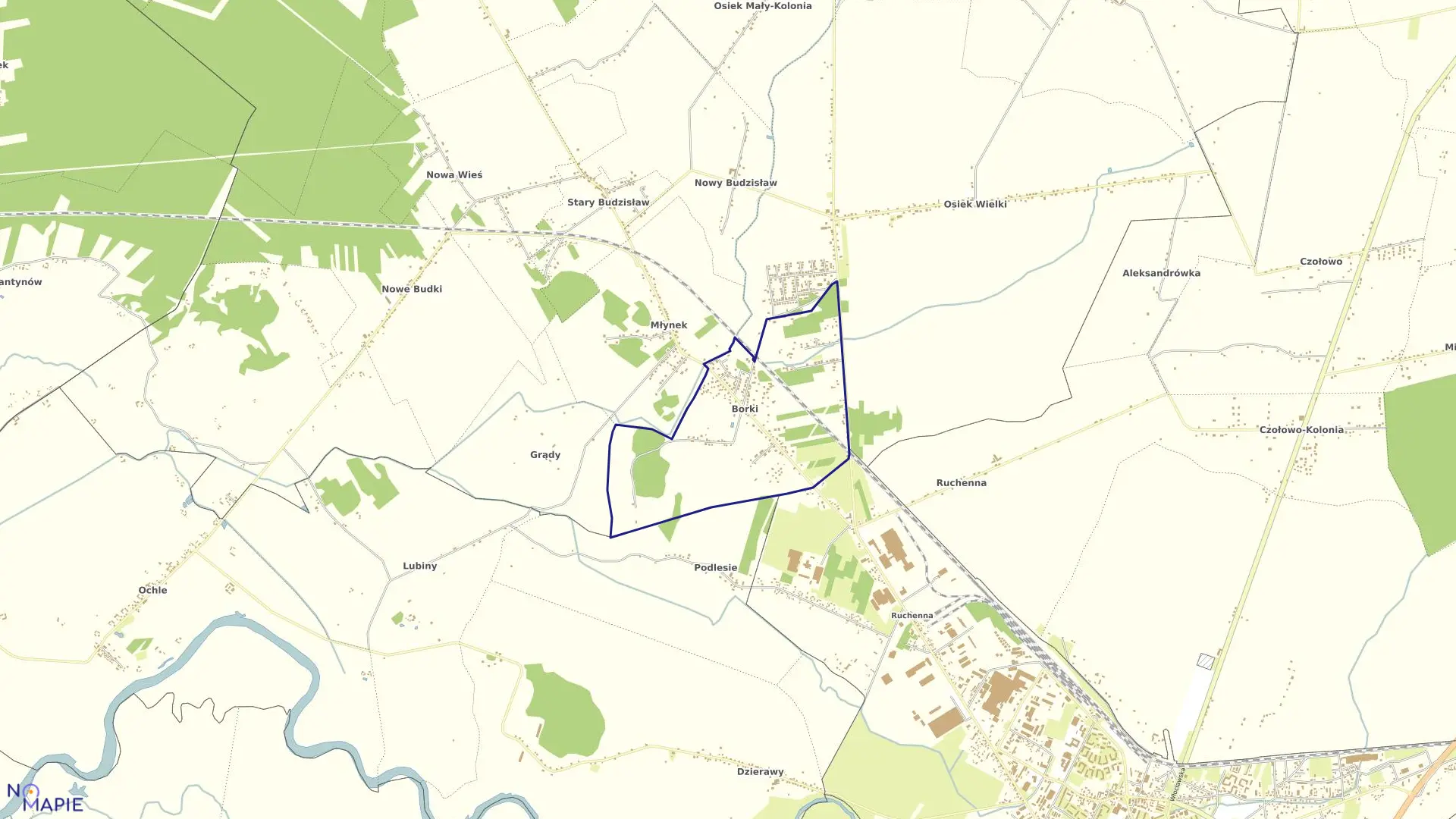 Mapa obrębu BORKI w gminie Koło