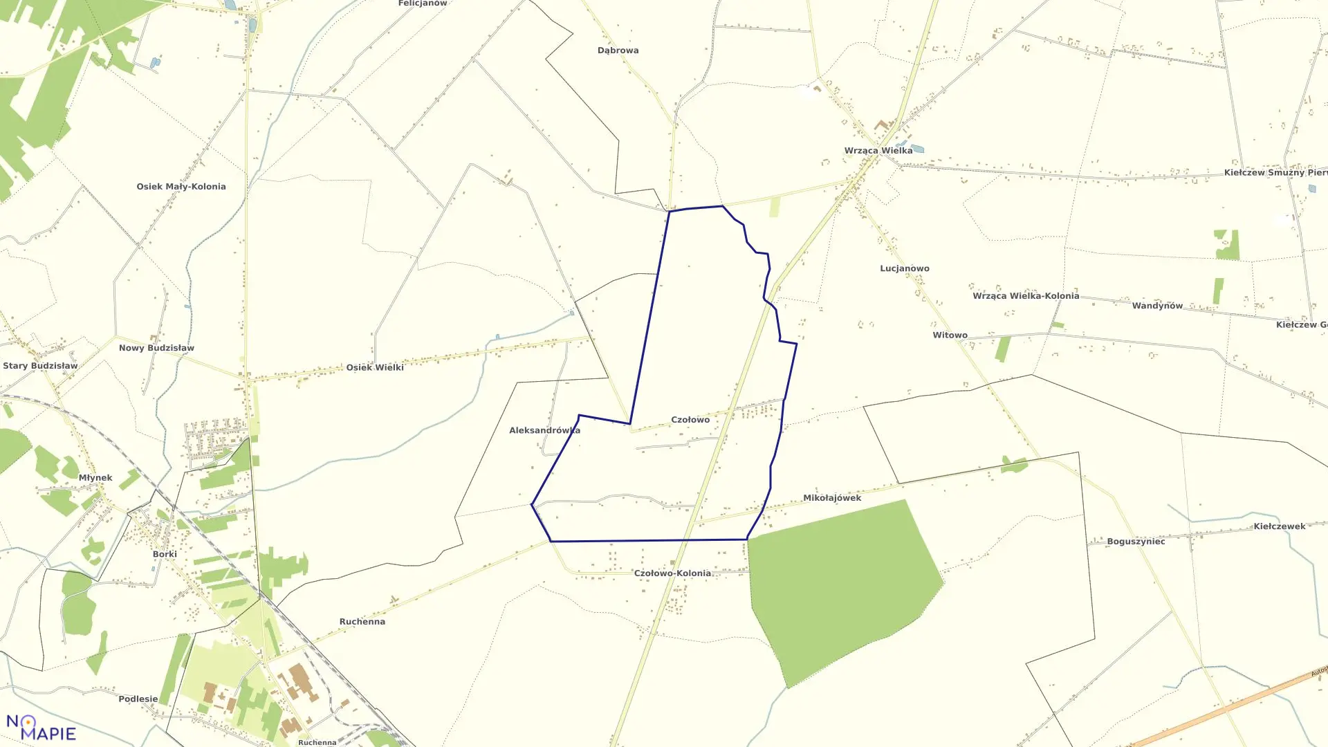 Mapa obrębu CZOŁOWO w gminie Koło