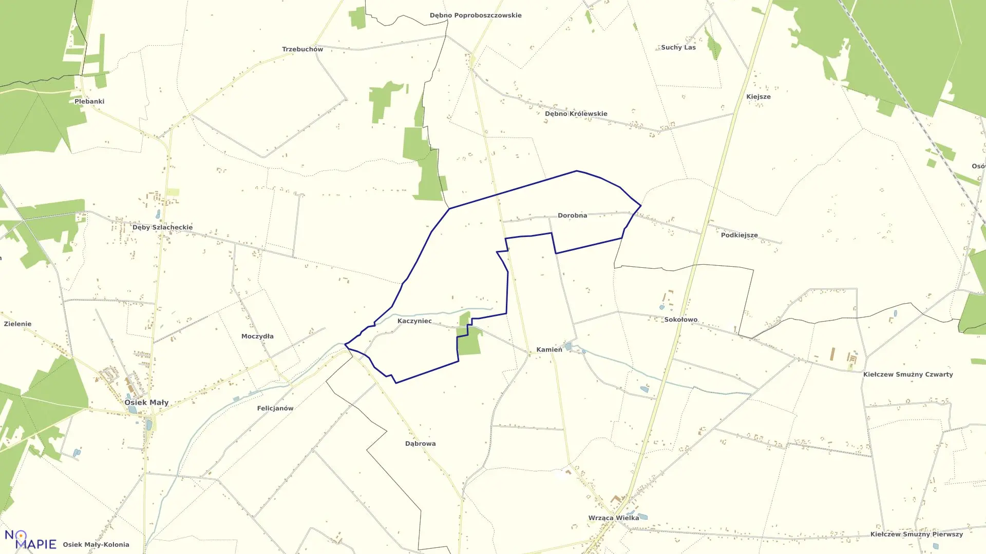 Mapa obrębu KACZYNIEC w gminie Koło