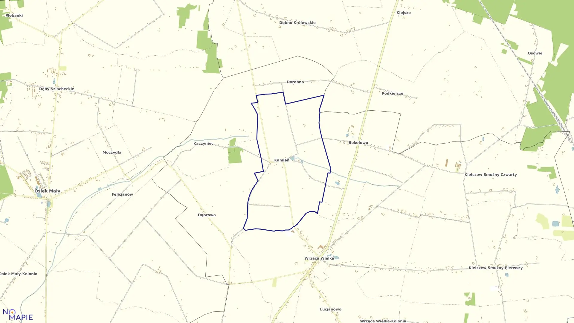 Mapa obrębu KAMIEŃ w gminie Koło