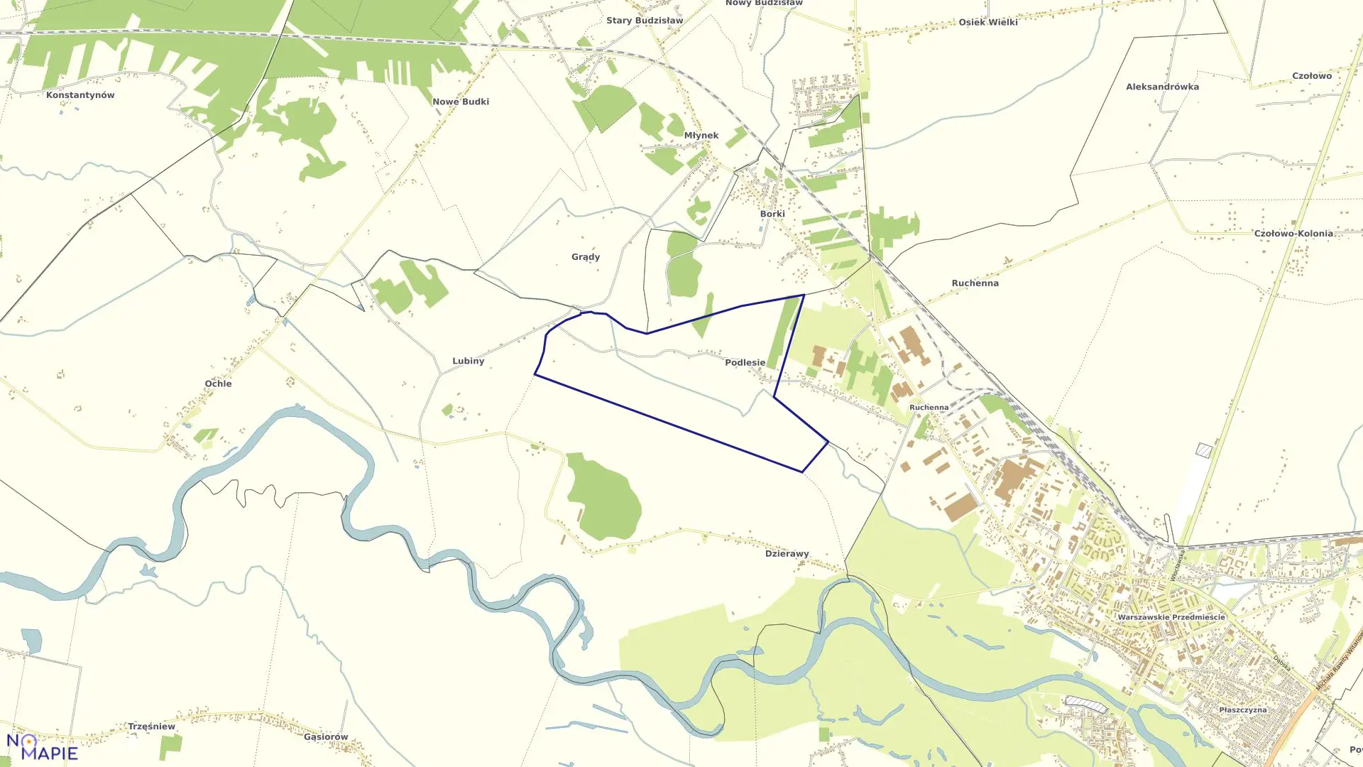 Mapa obrębu PODLESIE w gminie Koło